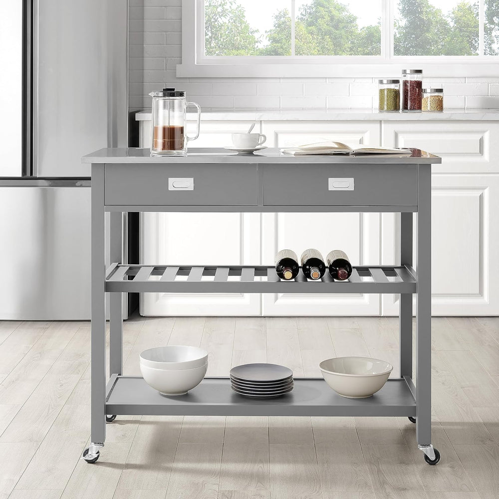 Crosley Furniture Chloe Rolling Kitchen Island | Storage Cart, Microwave Stan...