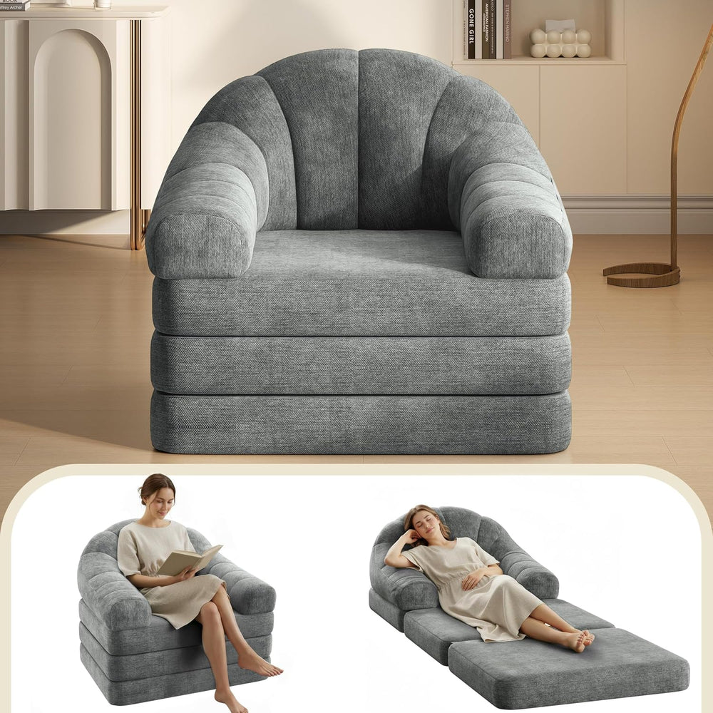 Yaheetech 93" Folding Sofa Bed Convertible Sofa Chenille, Gray