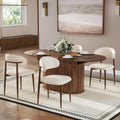 5-Piece Extendable Oval Dining Table Set for 4, 55"-71" Kitchen Table and 4 Beige Linen Chairs with Metal Legs, Wood Dining Room Table with MDF Tabletop&Base, Wulnat