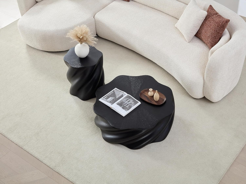 Modern Sculptural Fiberglass End Table, Organic Twisted Accent Stand, Contemp...