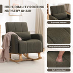 HCHAIRH Rocking Chair with Ottoman, Nursery Glider Rocker with High Backrest and Side Pocket, Teddy Rocking Accent Armchair with Solid Wood Legs for Nursery, Living Room, Bedroom Green