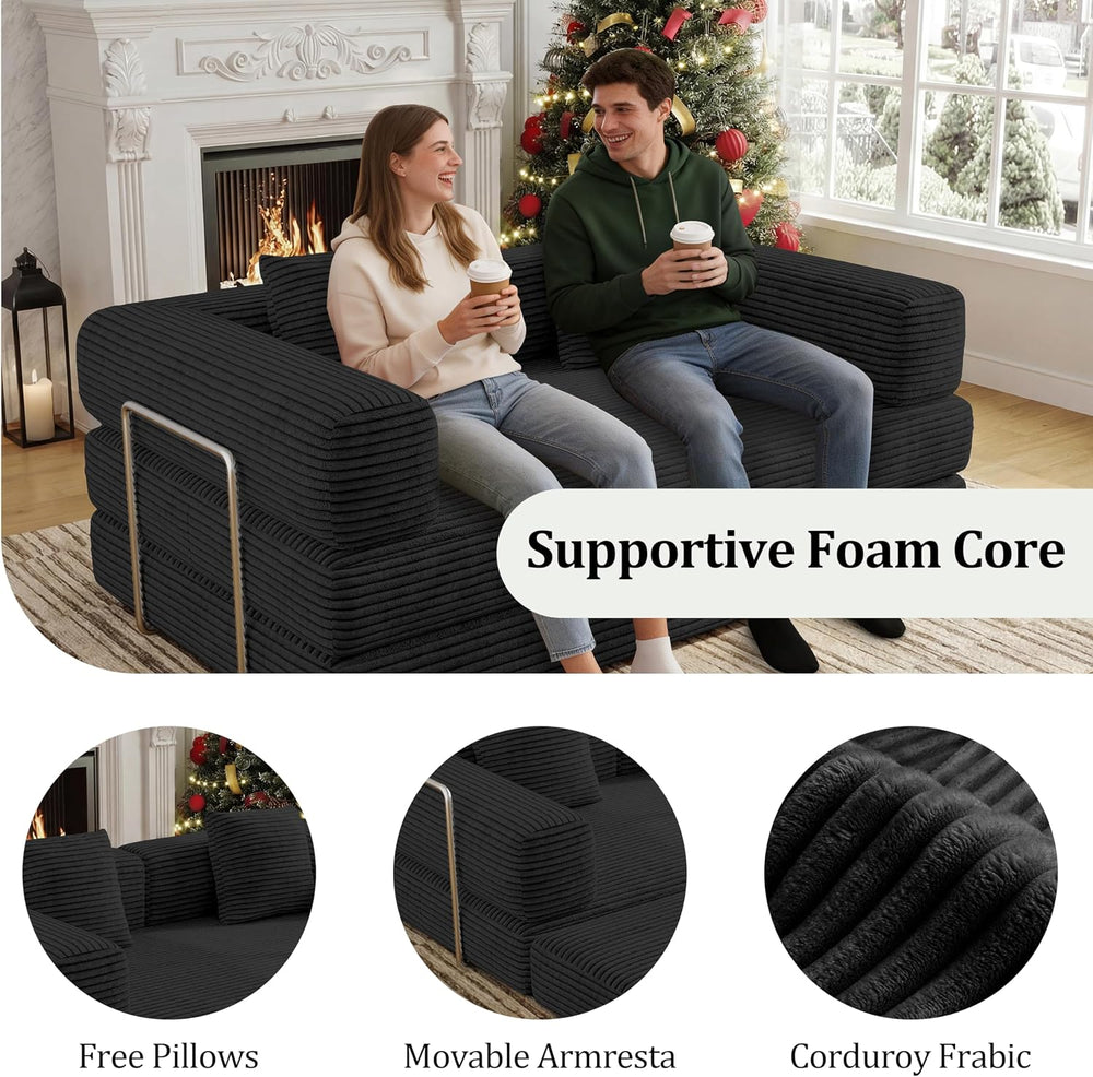 BSHOMGI Convertible Futon Sofa Bed, Couch for Living Room,Modular Futon Couch...