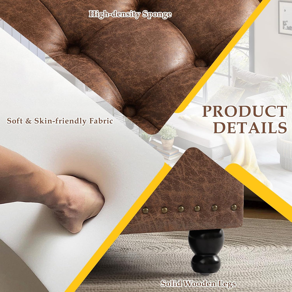 36" Large Square Ottoman with Storage, Tufted Upholstered Storage Ottoman with Lift Top & Solid Legs for Bedroom Room, Extra Large Coffee Tables Bench for Living Room as Footstool (Brown)