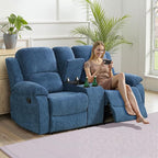 Recliner Sofa Set Couches for Living Room Chair Fluffy Fabric Living Room Furniture Sets, Adjusted Loveseat Loveseat Reclining Couch Furniture Sofa Set for Theater Seating, Light Blue