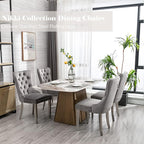 Dining Room Chairs Set of 4, Velvet Upholstered Dining Chairs with Back Ring Pull Trim and Sliver Stainless Steel Legs,Modern Dining Chair Perfect for Dining Room,Kitchen(Grey)