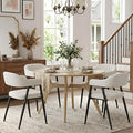 HNY Modern Dining Room Arm Chairs Set of 4, Faux Sherpa Boucle Upholstered Barrel Dining Chairs with Arms Mid-Century White Accent Chair with Metal Legs, Open-Back Kitchen Side Chair for Living Room