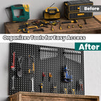 EVERHANGER Metal Pegboard Panels 24" x 12", Heavy Duty Steel Peg Boards for Garage, Pegboard Wall Organizer for Tool Storage and Organization, Black, 4 Pack
