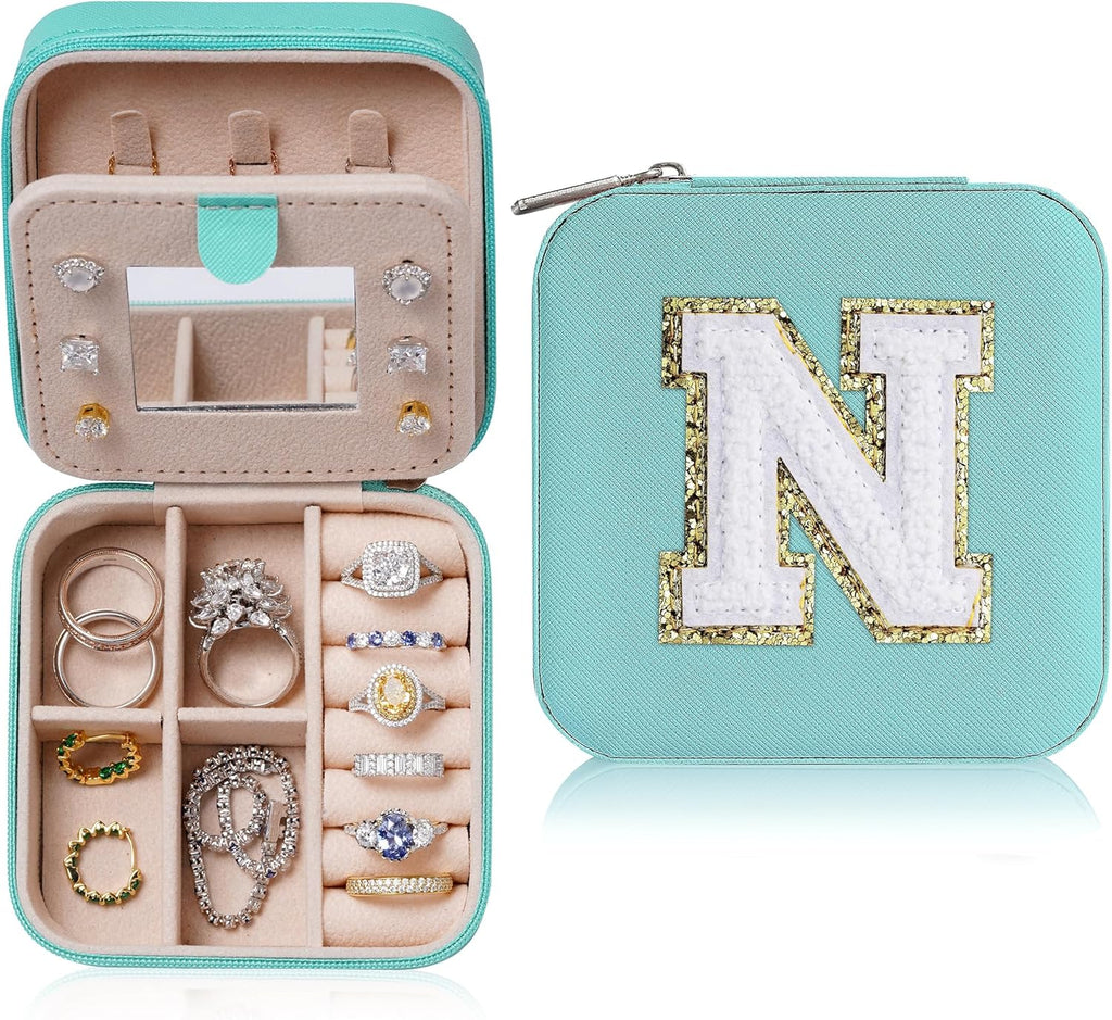 Parima House Warming Gift - Personalized Jewelry Holder Organizer for Travel | Preppy Stuff & Room Decor for Teen Girls | Travel Jewelry Case in Aqua Blue