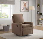 Oxford Baby Uptown Upholstered Glider Recliner Rocking Chair 360° Swivel for Nursery and Living Room - Teddy Brown