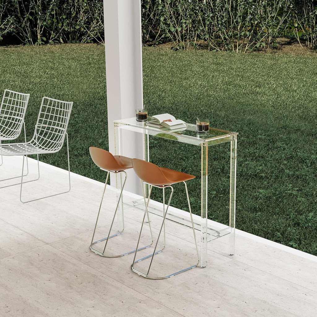 Sumerflos Acrylic Counter Height Table - 39" Clear Bar Table Rectangular High Top Pub Table Kitchen & Dining & Living Room, Indoor & Outdoor Sturdy and Durable, Easy to Assmble