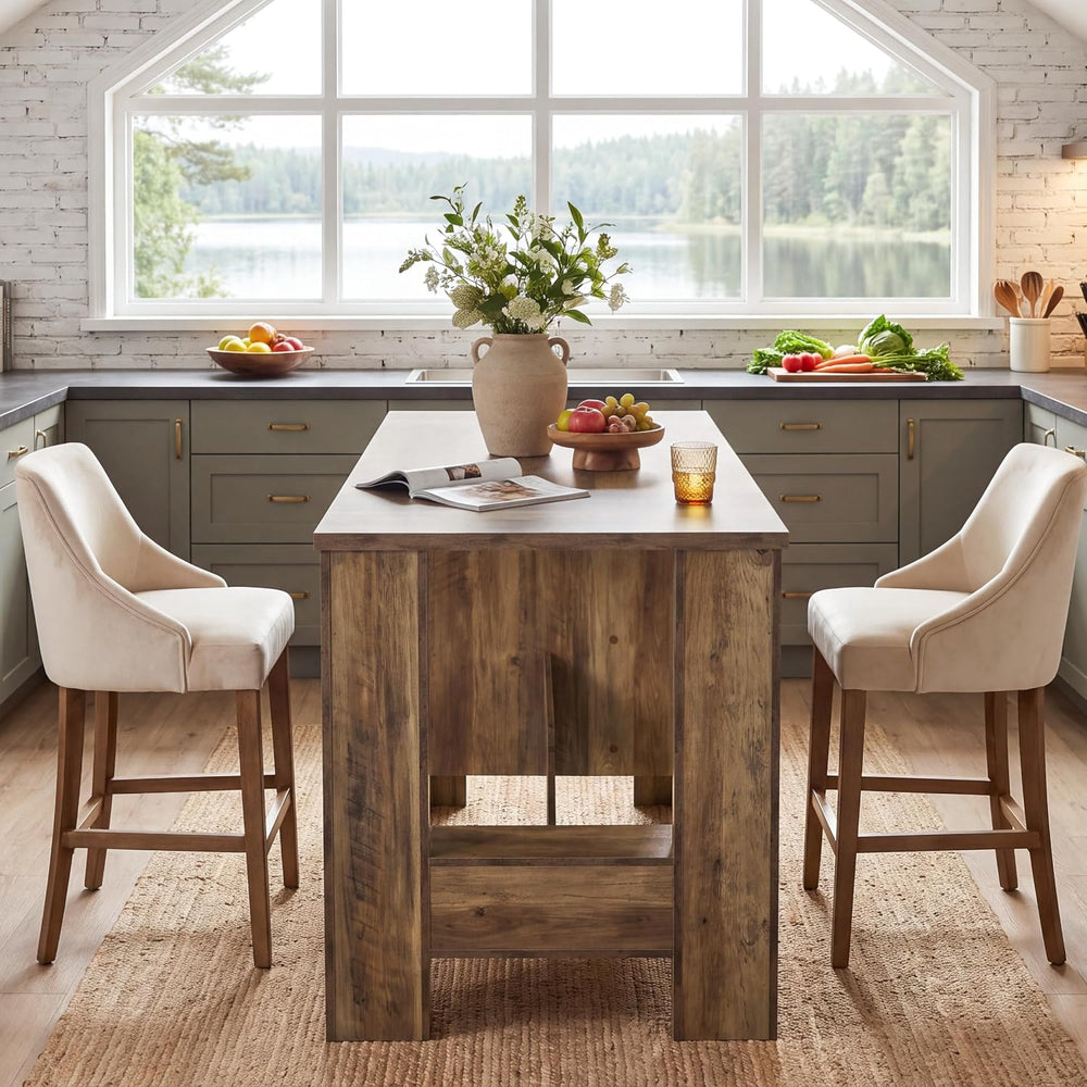 Tribesigns 78.7" Kitchen Island with 3-Tier Storage, Rustic Brown | Farm...