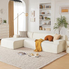 107" Modular Sectional Cloud Couch, Boneless couches Sponge sectionals for Living Room, High Density Sponges Sofa, Modular L-Shape with Chaise, Beige
