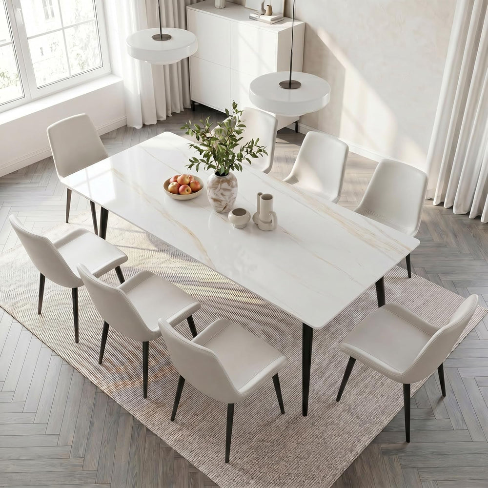 Dining Chairs, Modern PU Leather Dining Room Chair with Sturdy Metal Legs, Up...
