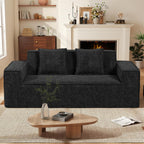 Luxanimarion 77'' Modern Small Cloud Loveseat Sofa, Boneless Love Seat | No Assembly Required Comfy Couches Includes 2 pcs Pillows for Living Room, Bedroom, Apartment, Polar Fleece Black