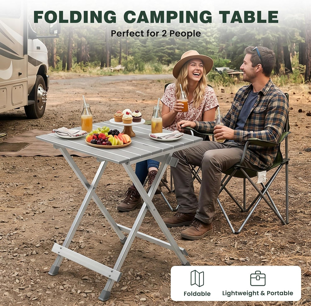 SUNNYFEEL Folding Camping Table - Lightweight Aluminum Portable Picnic Table ...