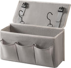 Bedside Caddy/Bedside Storage Organizer Hanging Bag with Three Options,Suitable for home beds, sofas, and dormitory beds—can hold magazines, books, phones, iPads, remote controls. (Gray)