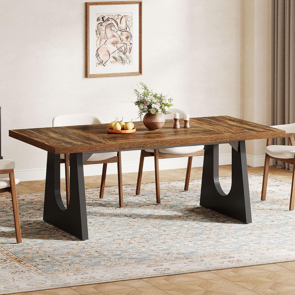 Tribesigns 70.86" Rectangular Dining Table for 6-8 (Dark Brown) | Rustic...