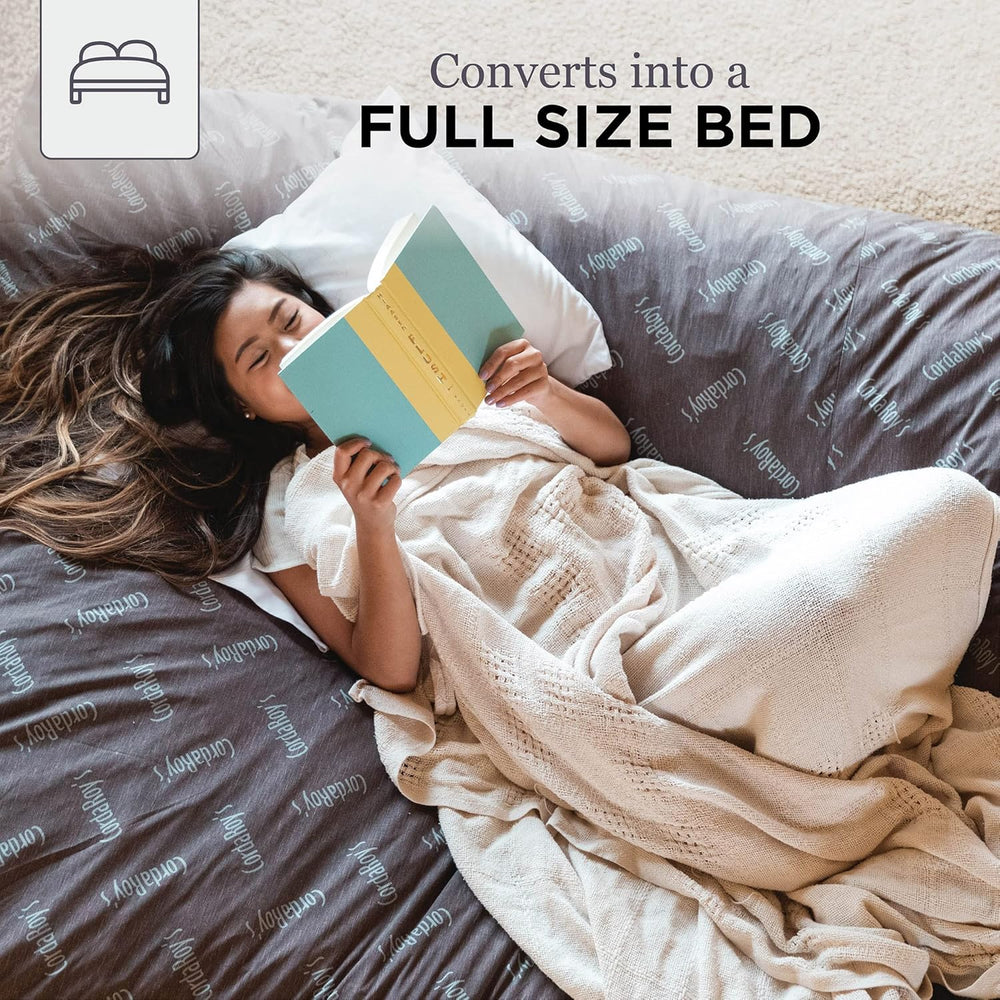 CordaRoy's Corduroy Bean Bag Chair, Convertible Chair Folds from Bean Bag...
