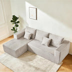 106" Corduroy Boneless Modular Sectional Sofa, Cloud-Louch Deep Seat Sofa with Left Chaise for Living Room & Bedroom(Left-Facing L-Shaped Chaise)