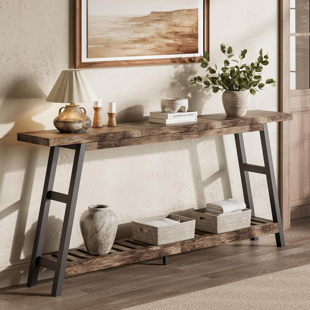 ChooChoo 70.9 Inch Long Console Tables for Entryway, Hallway Table, 2-Tier | ...