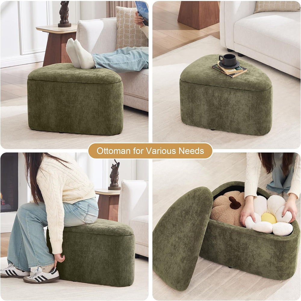 ONEVOG Storage Ottoman with Removable Lid, Modern Multifunctional Chenille Up...