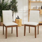 DAGONHIL Dining Chairs Set of 2, Modern Upholstered Fabric Dining Room Chairs, Armless Kitchen Chairs with Wood Legs and Padded Seat for Living Room, Bedroom, Kitchen (Beige)