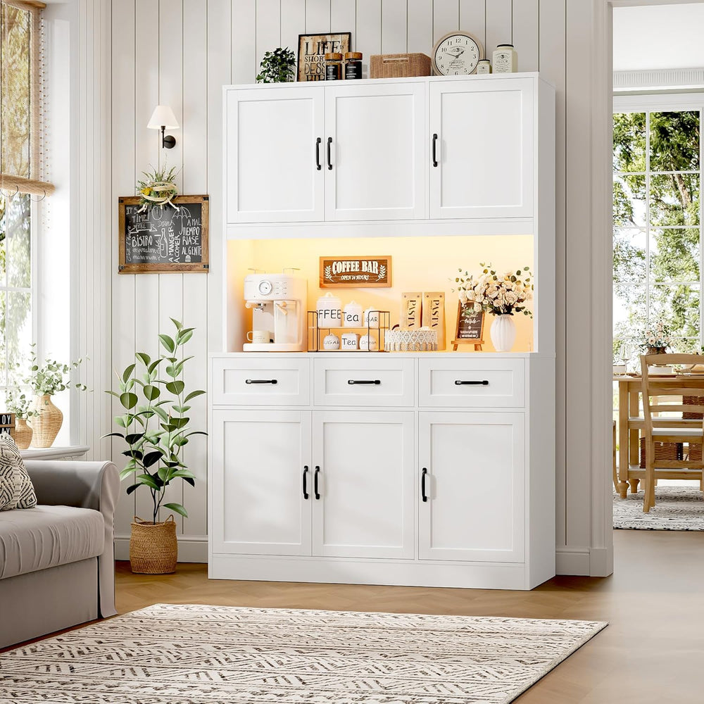 HOSTACK Kitchen Pantry Storage Cabinet, Tall Kitchen Hutch Cabinet, White | 4...
