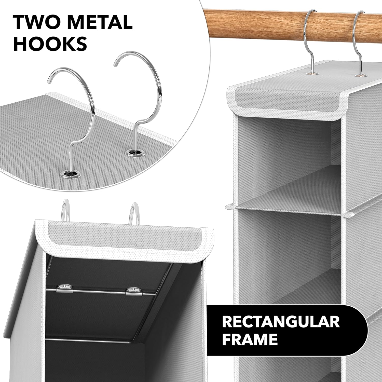 Simple Houseware 10 Shelves Closet Hanging Shoe Organizer, Gray | Dual Metal Hooks, Holds Up to 20 lbs, for Narrow Space