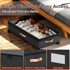XXL Under Bed Storage with Wheels, 2 Pack 70L Extra Large Rolling Organizer, Heavy-Duty Foldable Storage Container with Lids, Fits 10" Clearance, Black