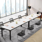 Tribesigns 6.5FT Conference Table, 78.7 Inche Rectangle Meeting Seminar Table, Large Business Tables for 6-8 People (Only Table) (White+Black)