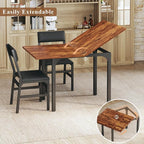Dining Table Set for 4, Extendable Kitchen Table Cushion Chairs Set of 4, Rectangle Dining Table with Metal Frame & MDF Board, Folding for Small Apartment Saving Space, Rustic Brown