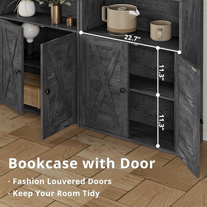 IRONCK Industrial Bookshelves and Bookcases with Doors 11.8 in Depth Floor St...