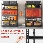 REIBII 72" H Garage Shelving Load 2500 LBS, Heavy Duty Storage Shelves, 5-Tier Adjustable Garage Shelves for Warehouse, Basement, 72" H x36 W x18 D, Black, 4 Pack