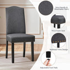 Yaheetech Upholstered Dining Chairs Set of 4, Modern Kitchen Chairs with Nailhead Trims and Solid Wood Legs for Dining Room, Living Room, Restaurant, Fabric Armless Design, Dark Gray