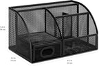 Amazon Basics Pen Holder and Desk Organizer, Office Caddy Storage, Black, ‎9.1" x 5.9" x 5.5''