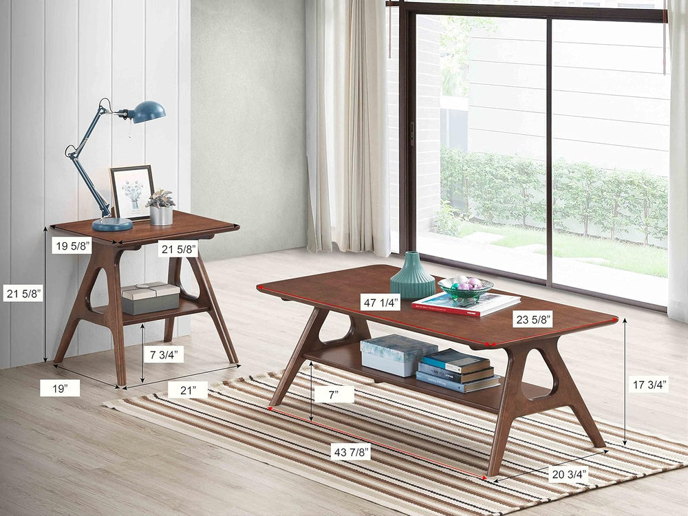 Roundhill Furniture Arona 3-Piece Coffee Table Set, Coffee Table and Two End ...
