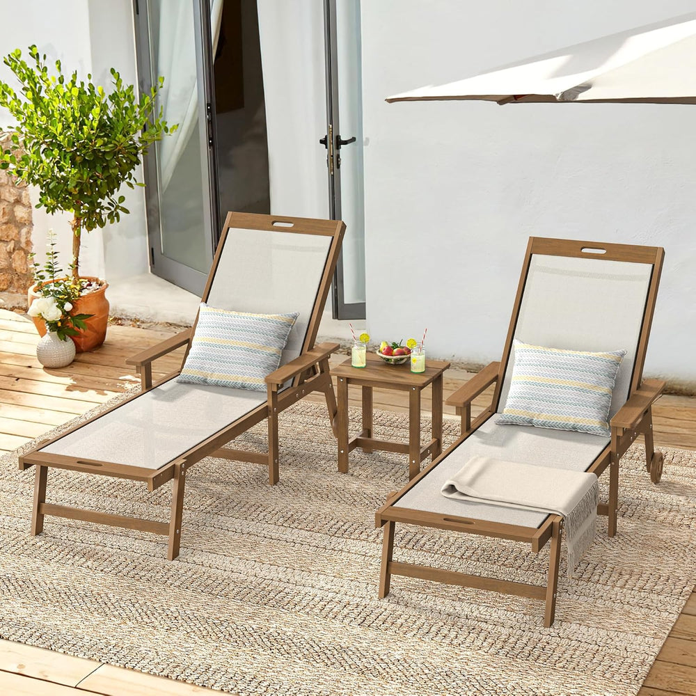 LUE BONA Lounge Chair Outdoor,HDPS & HDPE Wicker Adjustable Chaise