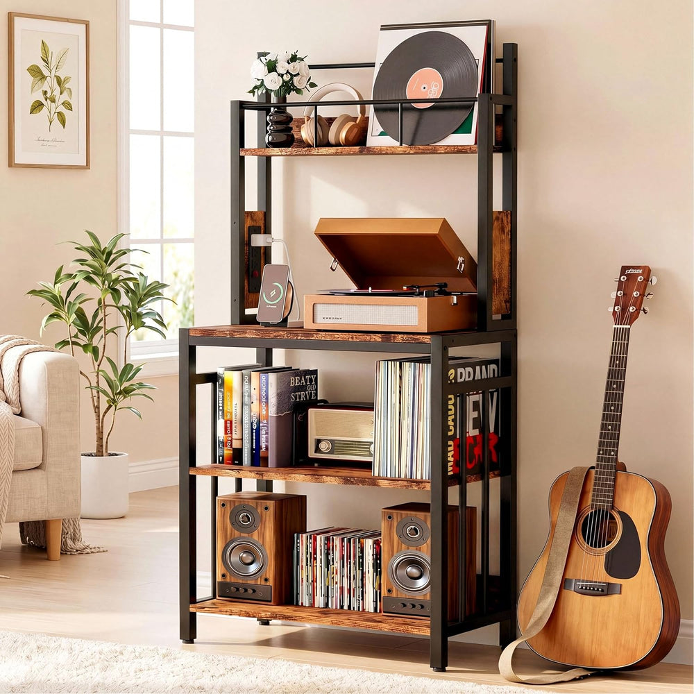 IRONCK Record Player Stand with Storage, Turntable Stand for Living Room | 2-...