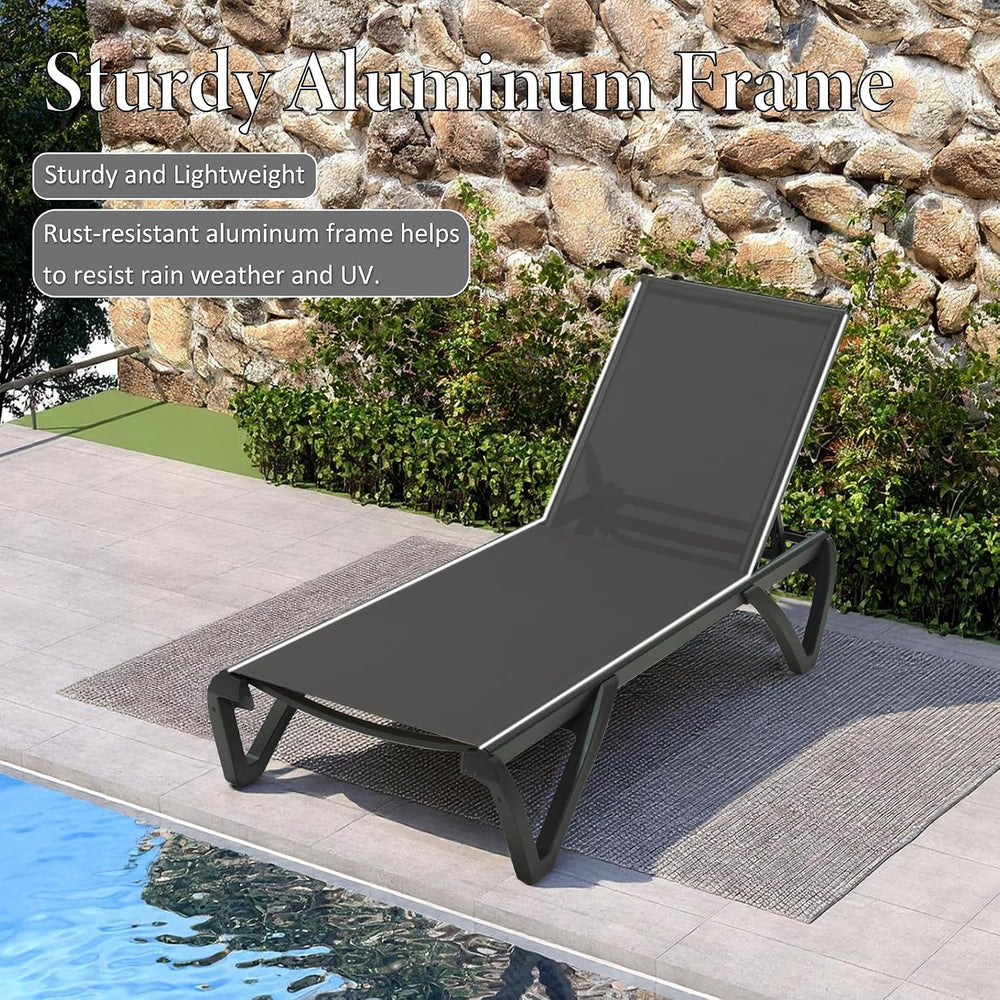 Domi Aluminum Pool Lounge Chair Outdoor Set of 2 Chaise Lounge Outdoor | Whee...
