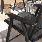 Outsunny Set of 4 Patio Folding Chairs, Stackable Outdoor Sling Patio Dining Chairs with Armrests for Lawn, Camping, Dining, Beach, Metal Frame, No Assembly, Black