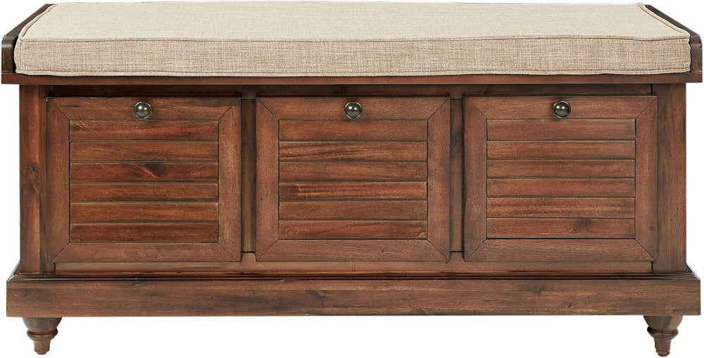OSP Home Furnishings Dover Coastal Lift-Top Storage Bench with Shutter Face S...