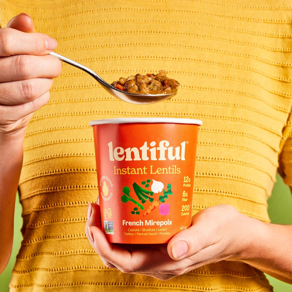 Lentiful French Mirepoix Instant Lentil Cups, 8 Pack, Vegan Gluten-Free