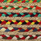 · REDEARTH · Braided Jute Cotton Pouf - Circular Boho Ottoman - Multi | Jute with Cotton Pouf, 19.5"x19.5"x14"; Braided Boho Pouffe, Doubles as Foot Rest for Living Room, Patio, Outdoor, Bedroom