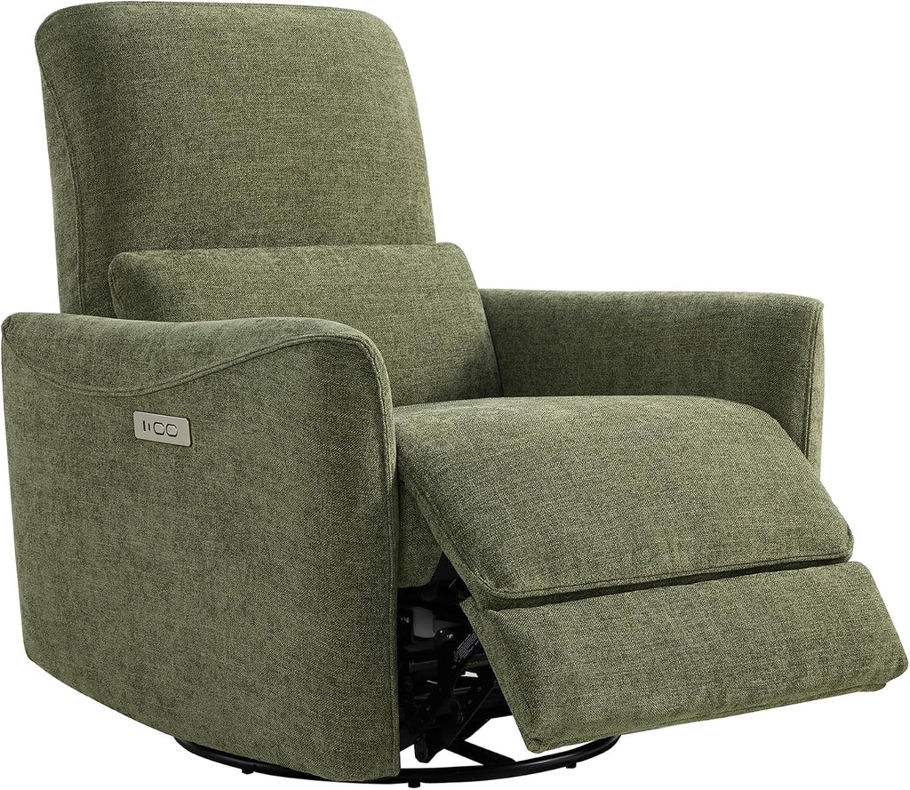 CHITA Power Swivel Glider Recliner Chair, Nursery Glider, Medium, Green | FSC Certified Upholstery Rocking Chair, Lumbar Support, Reclining Chair for Living Room / Nursery