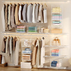 Sonyabecca 3-Tier Hanging Closet Organizer with 5 S Hooks, Closet Shelves for Clothes, Shoes, Handbags, Accessories, Hanging Basket, Closet Storage, Closet System, Closet Organizers and Storage