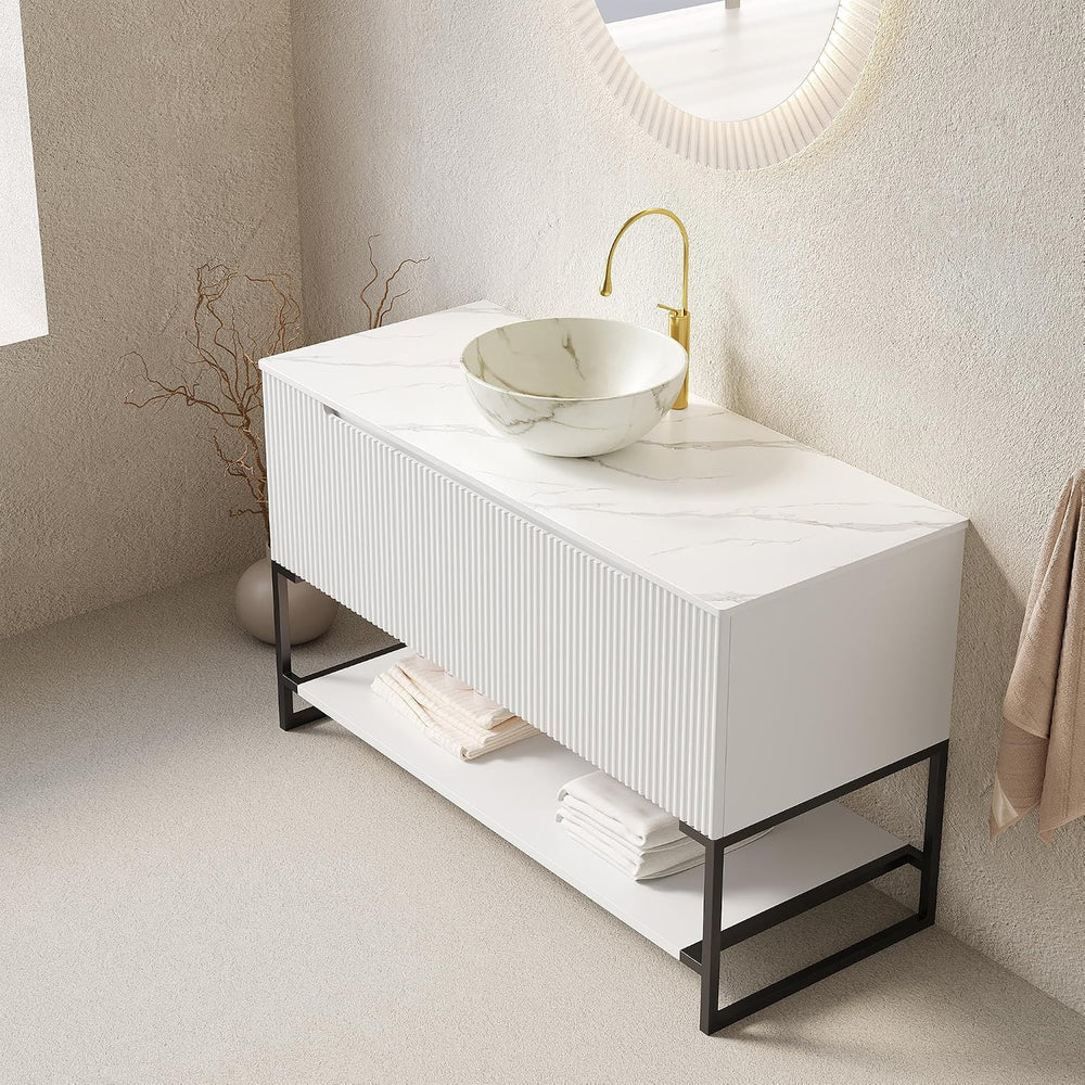 48" Bathroom Vanity with Vessel Sink & 3 Soft-Closing Doors & Op...