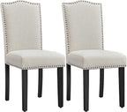 Yaheetech Dining Chairs Set of 2 Modern Kitchen Chairs with Fabric Upholstered Seat and Solid Wood Legs for Home Kitchen, Beige