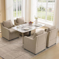 Rolling Dining Chairs with Wheels Set of 4, Upholstered Modern Armchairs with Casters for Kitchen,Dining Room (4, Fabric Camel)