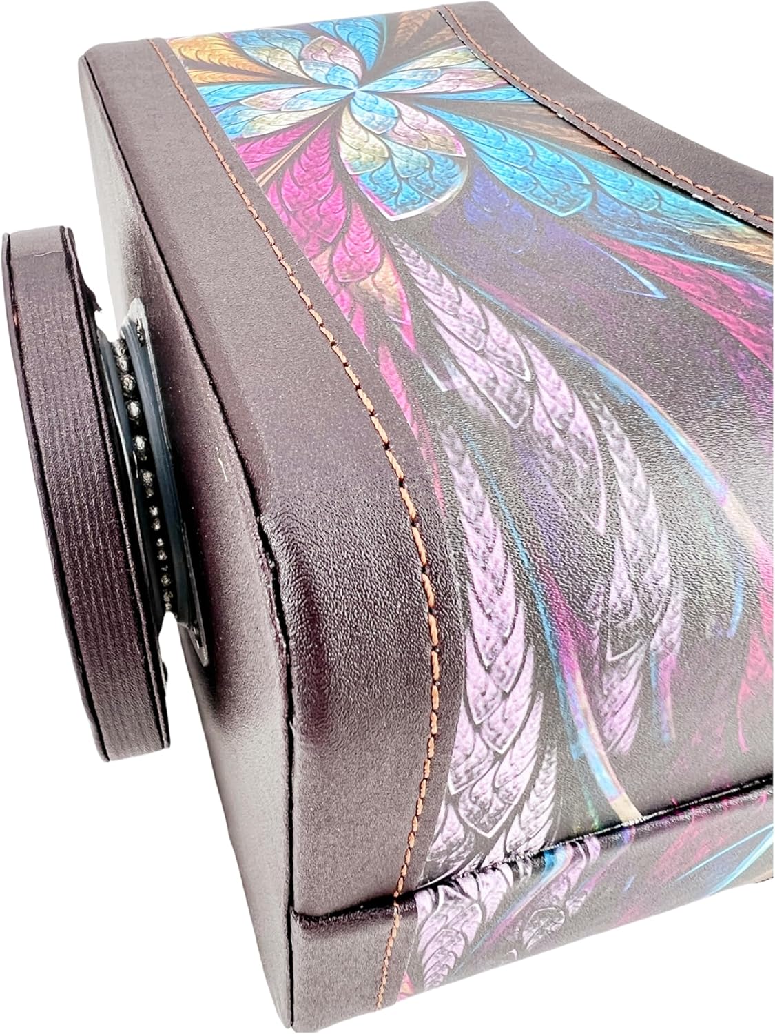 PU Leather Remote Control Holder,360 Degree Spinning Desk TV Remote Caddy,Desk Organizers and Accessories,for Controller,Media,Mail,Calculator,Mobile Phone,Pen Storage Holder(Pansy)