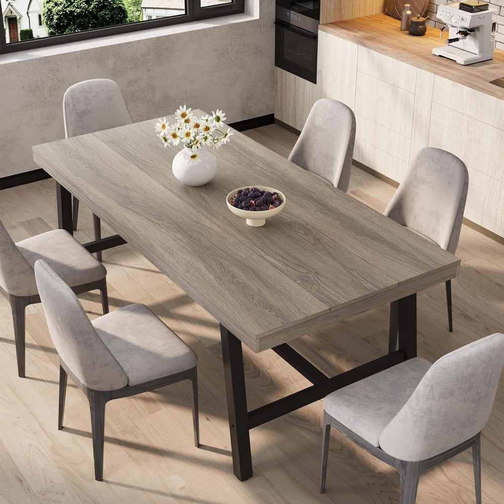 GarveeHome Industrial Dining Table for 6-8 People, 70.87" Long Kitchen T...